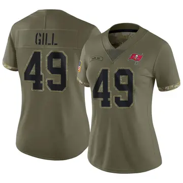 Women's Nike Tampa Bay Buccaneers Cam Gill Olive 2022 Salute To Service Jersey - Limited