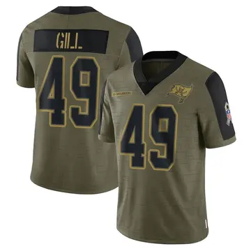 Youth Nike Tampa Bay Buccaneers Cam Gill Olive 2021 Salute To Service Jersey - Limited