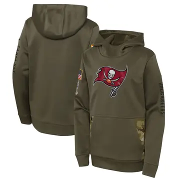 Youth Nike Tampa Bay Buccaneers Olive 2022 Salute To Service Performance Pullover Hoodie -